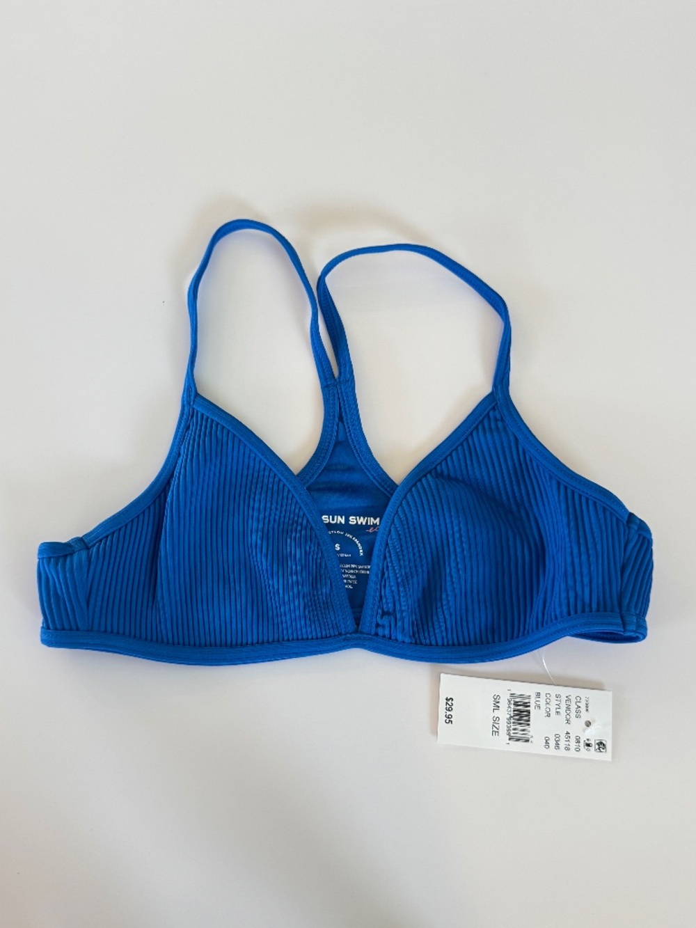 PacSun Blue Ribbed Triangle Bralette Bikini Top Small NWT